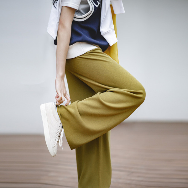 Draped Knit Slimming Straight-Leg Pants for Commuting 132