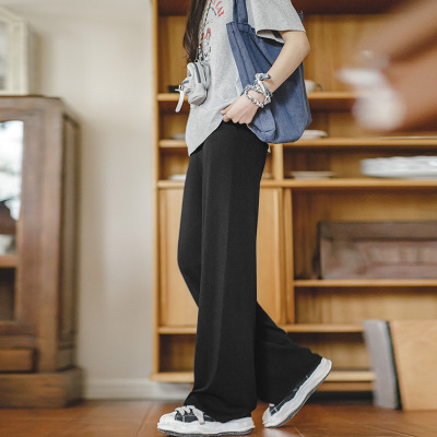 Draped Knit Slimming Straight-Leg Pants for Commuting 132