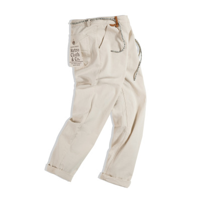 Cottonseed Hull Dark Plaid Lounge Pants Loose Fit Straight Beige 94
