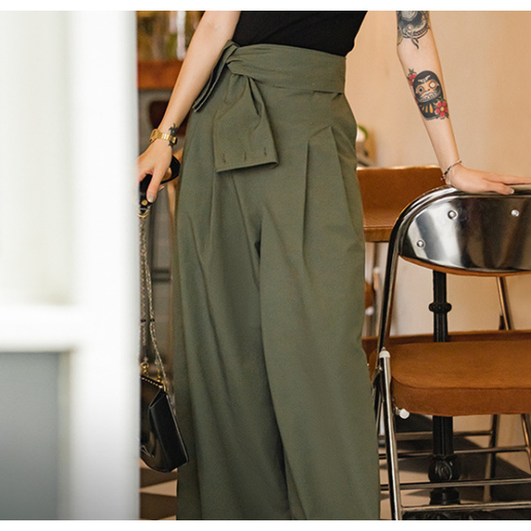 Drape Slim Summer High Waist Trousers 131