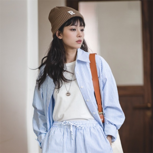 French Classic Pattern Shirt Loose Casual Shirt Cardigan 125