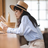 French Classic Pattern Shirt Loose Casual Shirt Cardigan 125