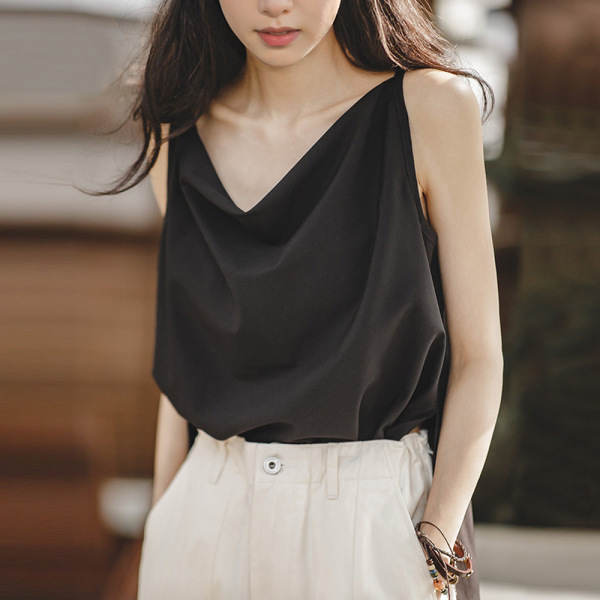 Solid Color V-Neck Loose Sleeveless Vest 124
