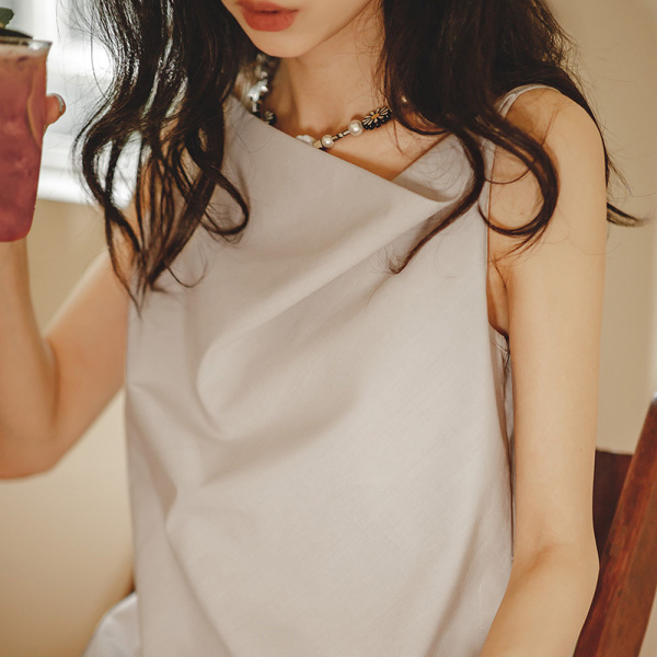 Solid Color V-Neck Loose Sleeveless Vest 124