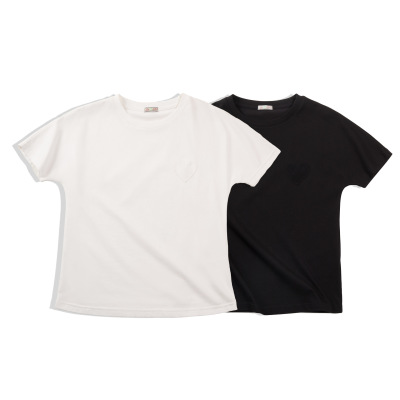 Front Shoulder Round Neck Short Sleeve Top Combination 117