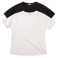 Front Shoulder Round Neck Short Sleeve Top Combination 117