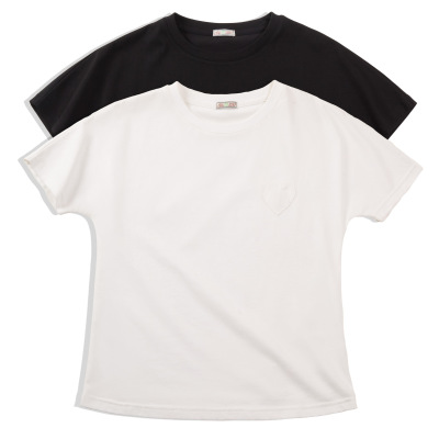 Front Shoulder Round Neck Short Sleeve Top Combination 117