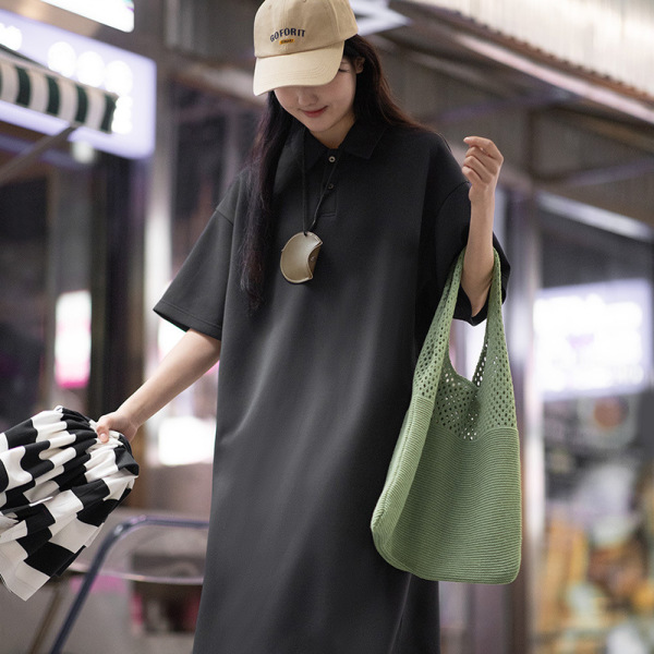 Casual Polo Neck Dress with Loose Lapel 109