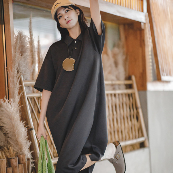 Casual Polo Neck Dress with Loose Lapel 109