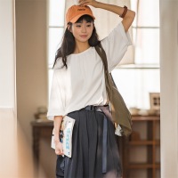 Simple Round Neck Pullover Looks Thin Lazy Short Sleeves 106