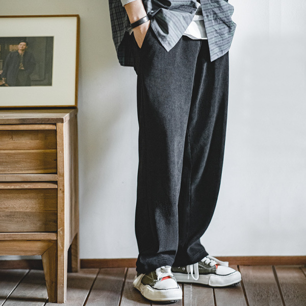 Men's Autumn Non-ironing Drape-Feeling Lazy Straight-Leg Casual Long Pants 89