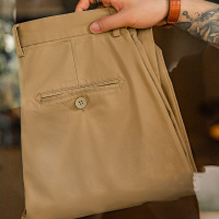 Retro Brushed Elastic Slim Casual Tapered Long Pants Men 97