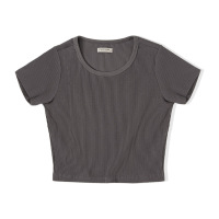 Round Neck Cropped Short-Sleeved Slimming Top 110