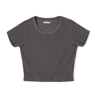 Round Neck Cropped Short-Sleeved Slimming Top 110