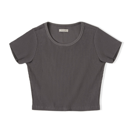 Round Neck Cropped Short-Sleeved Slimming Top 110