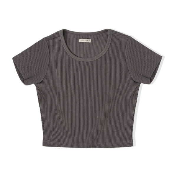 Round Neck Cropped Short-Sleeved Slimming Top 110