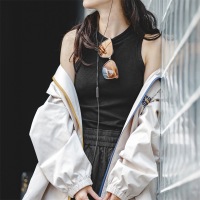 Slim Racer Vest with Solid Color Suspenders and Outerwear 123