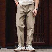 Straight-Leg Mid-Rise Slacks Tapered Drape Wear-Resistant Suit Pants 84