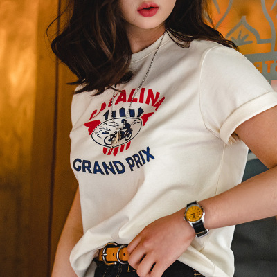 Summer Short-Sleeved Front Shoulder Loose Design T-Shirt for Women 101