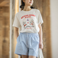 Vintage Print Short Sleeve Cotton Breathable Loose Top 108