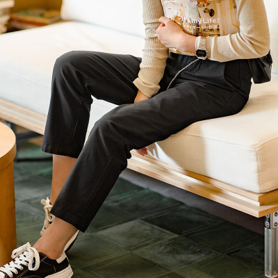 Washed Straight Tube Pants Slim Fit Casual Pants with Small Feet 133