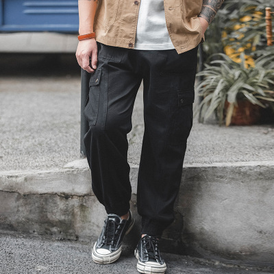 Workwear American style black autumn and winter casual cropped trousers 98