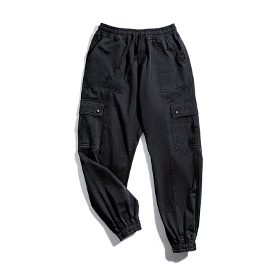 Workwear American style black autumn and winter casual cropped trousers 98