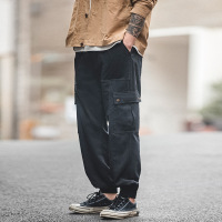 Workwear American style black autumn and winter casual cropped trousers 98