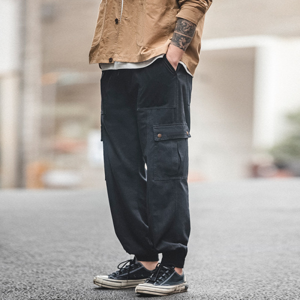 Workwear American style black autumn and winter casual cropped trousers 98