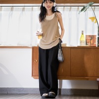 Dark Plaid Black Japanese Casual Wide-Leg Pants Commuting Thin 139