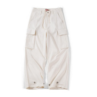 Casual Loose Wide-Leg Pants White Pocket Overalls 137