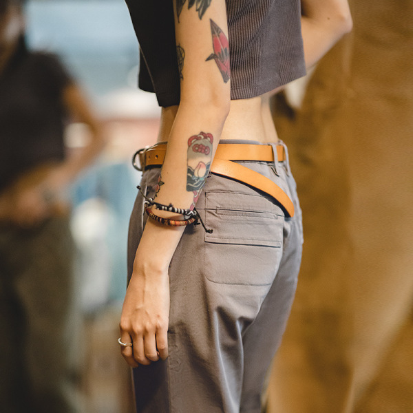 Retro Slim Straight Leg Pants Trendy Slim Gray 142