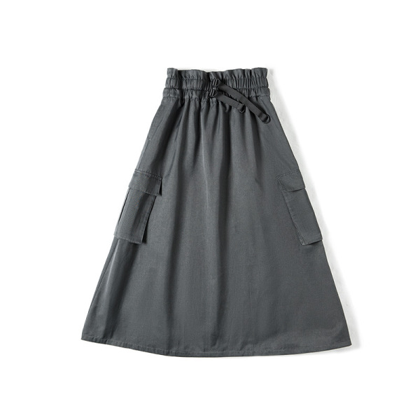 Slimming Waist-Covering Hip-Covering Pocket Workwear Umbrella Skirt 158