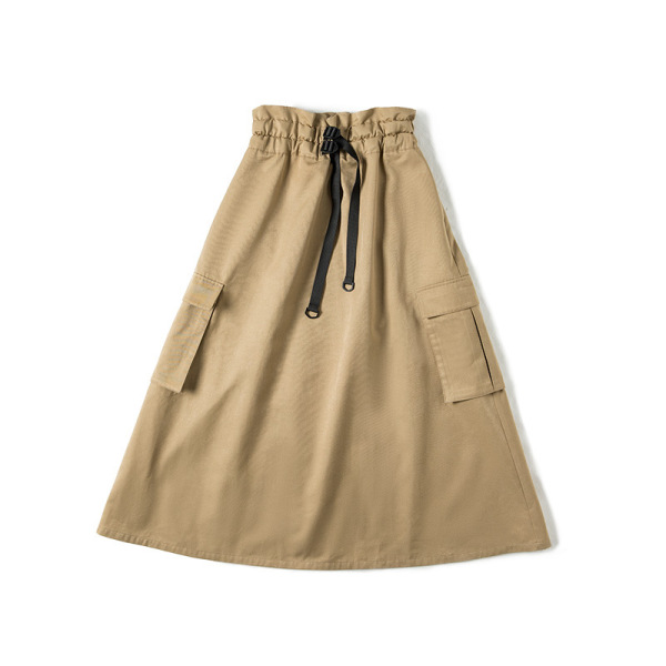 Slimming Waist-Covering Hip-Covering Pocket Workwear Umbrella Skirt 158