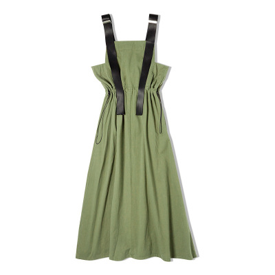 Tooling Green Casual Mountain Strap Long Dress 156
