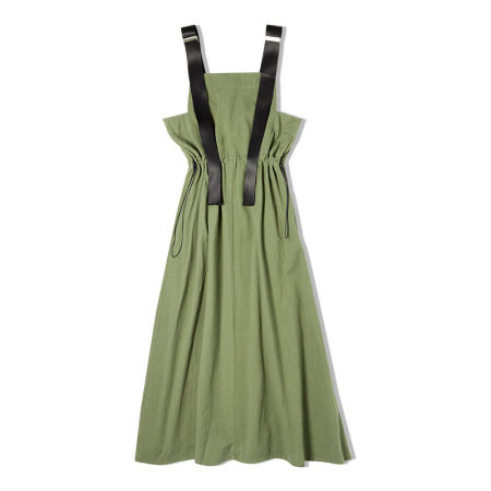 Tooling Green Casual Mountain Strap Long Dress 156