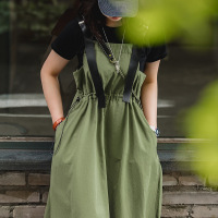 Tooling Green Casual Mountain Strap Long Dress 156
