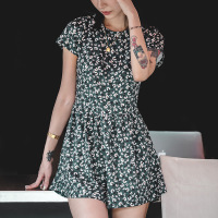 Waisted French Girls Small Floral Dress Short Skirt Pants 155