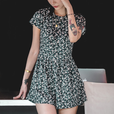 Waisted French Girls Small Floral Dress Short Skirt Pants 155