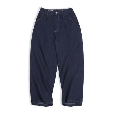Washed Blue Denim Wide-Leg Pants Casual Pants High Waist 150