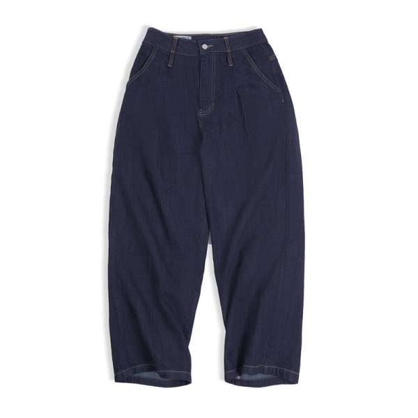 Washed Blue Denim Wide-Leg Pants Casual Pants High Waist 150